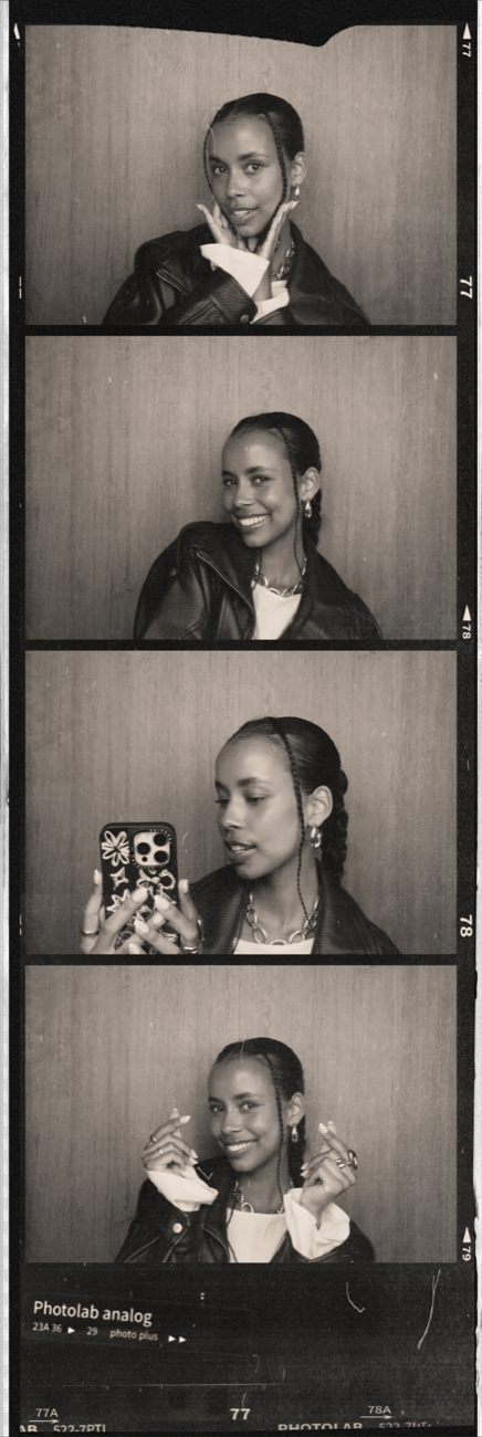 Photo booth strip of Melanie