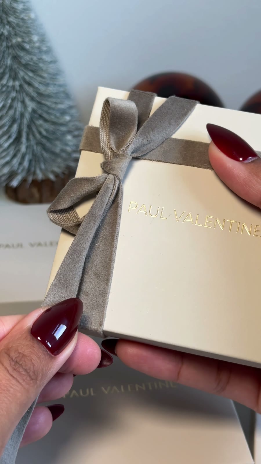 Hands unboxing a jewelry gift box